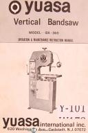 Yuasa-Yuasa Model BX-360 Vertical Bandsaw Operation and Maintenance Instruction Manual-BX 360-01